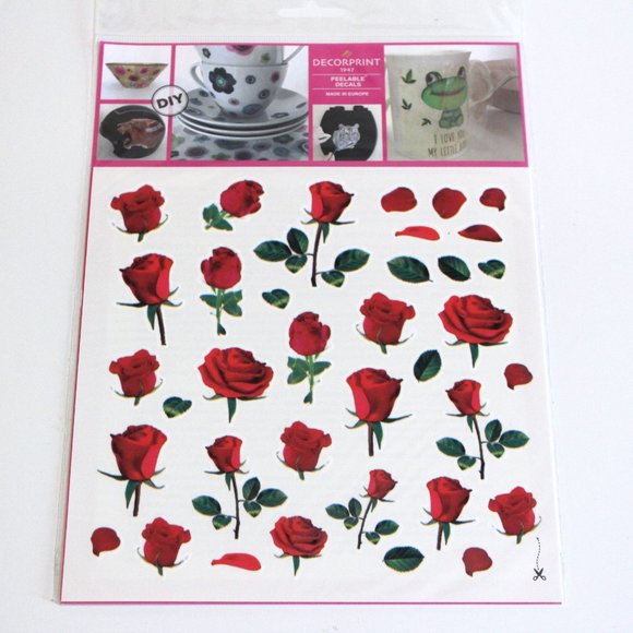 Decorprint Peelable Water Slide Craft Decals Lot DIY Roses - Picture 1 of 5